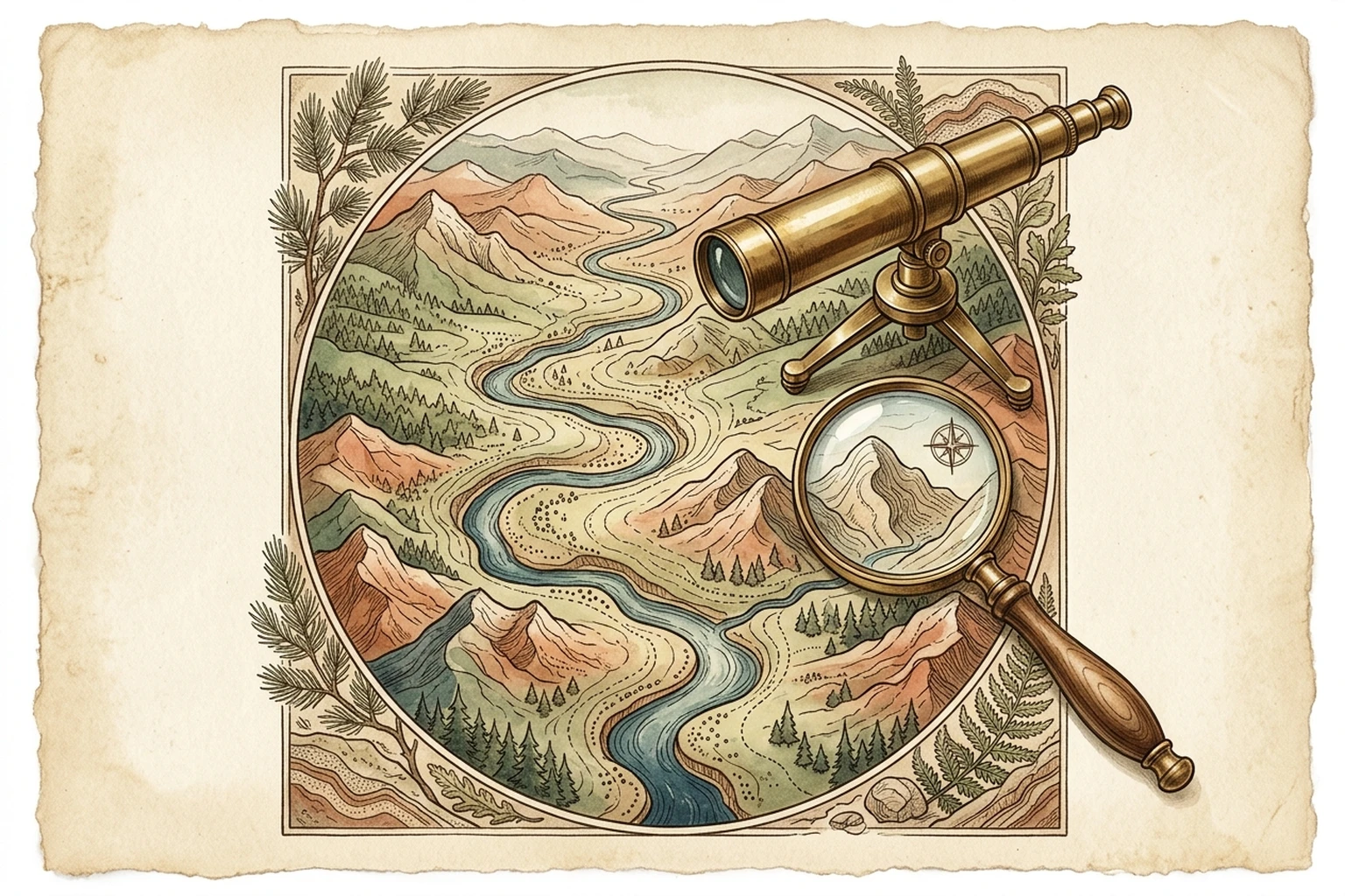 Illustrated set representing observation at multiple scales