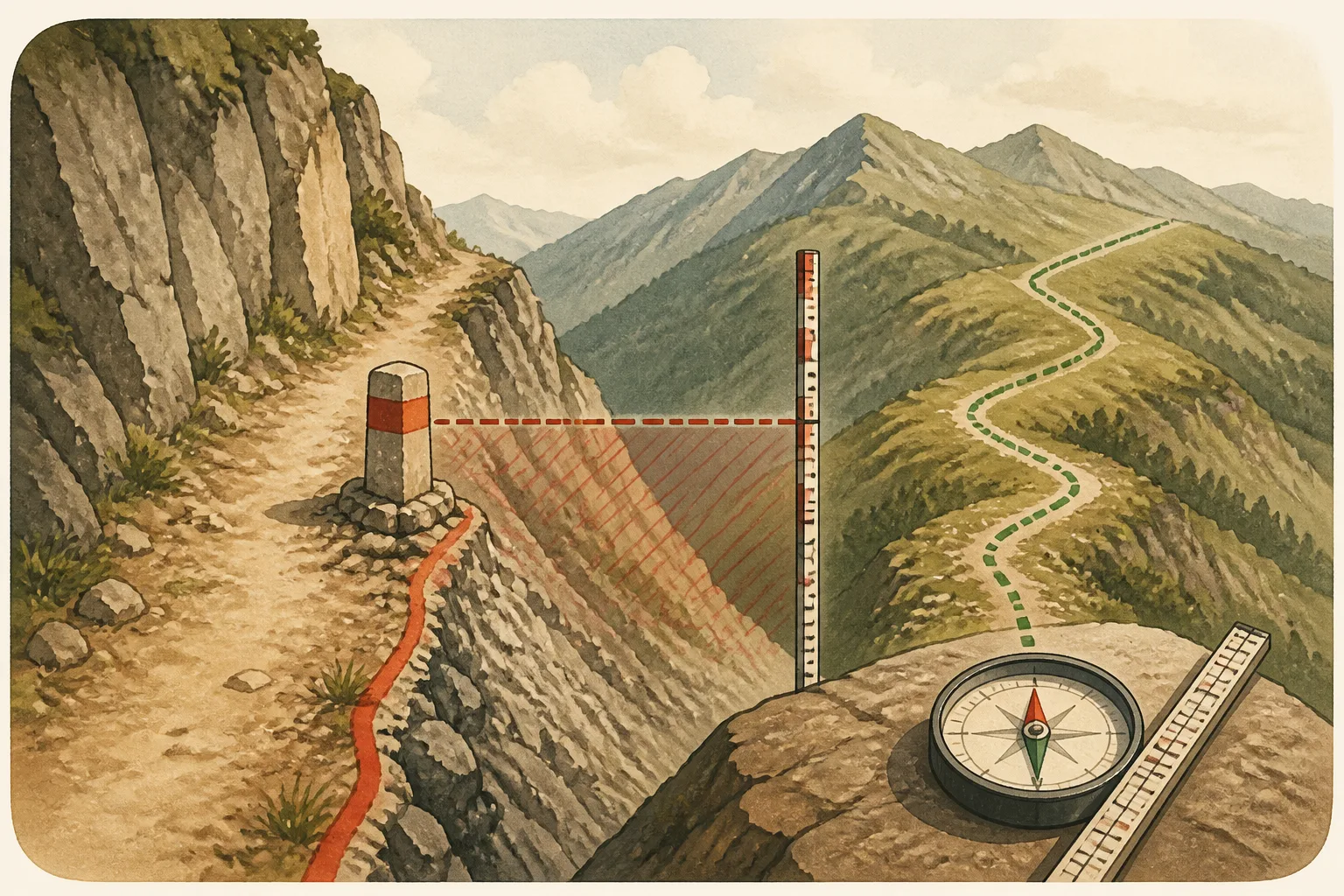 Stop sign, falling chart and target representing the difference between stop level and execution