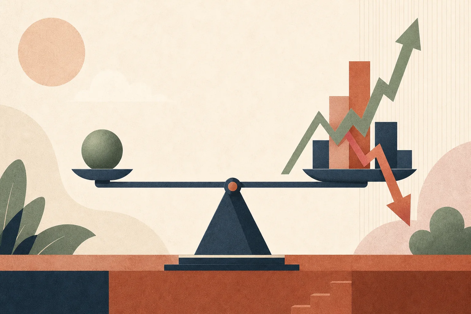 A learner balancing risk and reward on a leverage scale