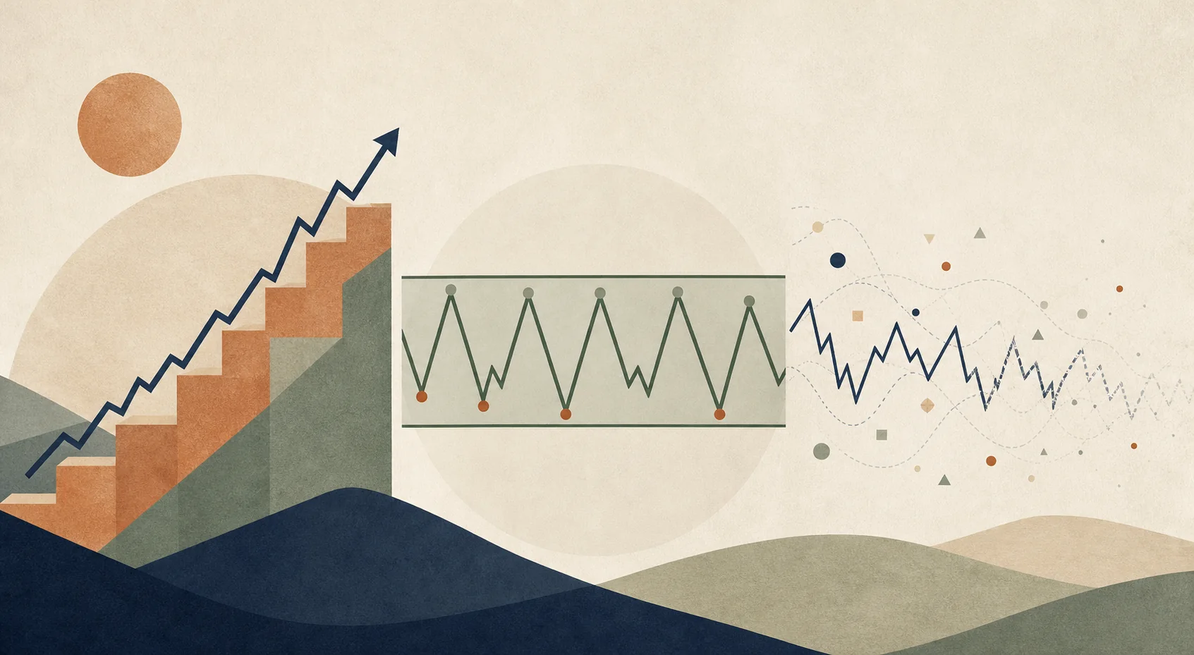 Using swing high/low sequences and reaction zones to classify trends, ranges, and unclear structure