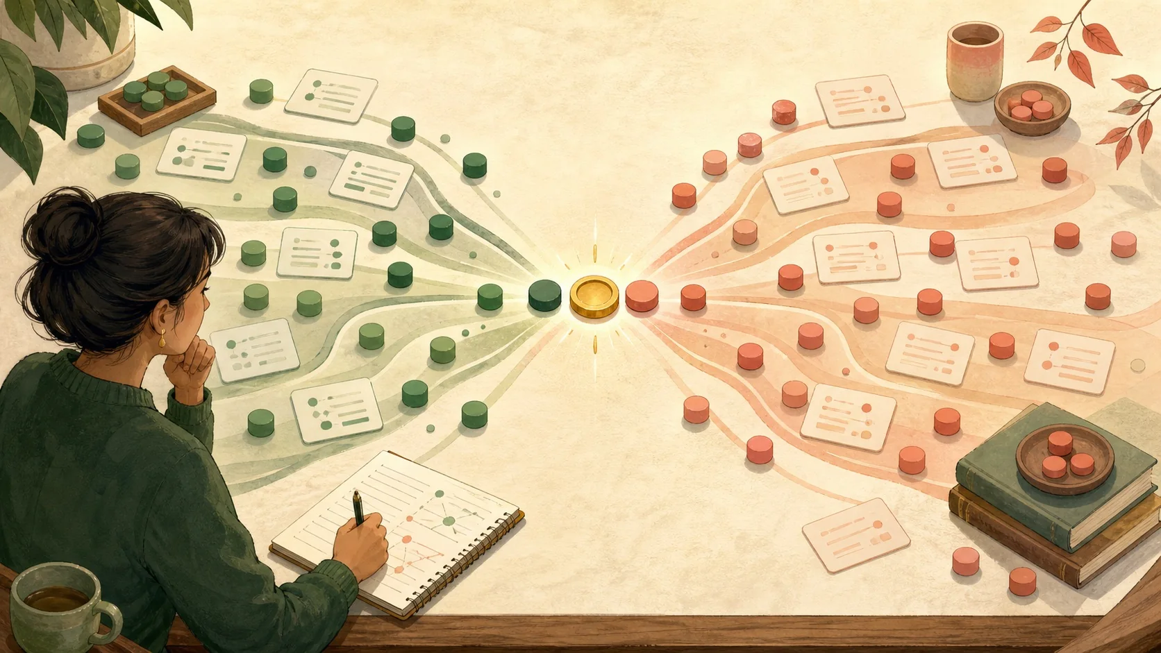 Order queues converging and matching at the center to form executed trades
